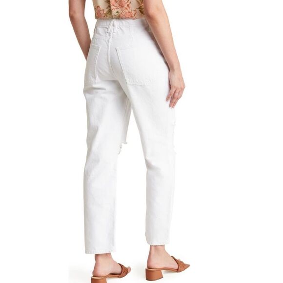 Good American Good 90s Ripped High Waist Straight Leg Jeans, White, Size 4 NWT - Picture 3 of 11